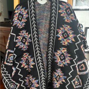 Colorful Geometric Patterned Cardigan